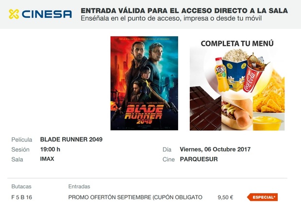 Blade Runner: Mi Crítica y mi Entrada. [Sin Spoilers]. Nota 10/10. Obra maestra cautivadora e hipnótica.
