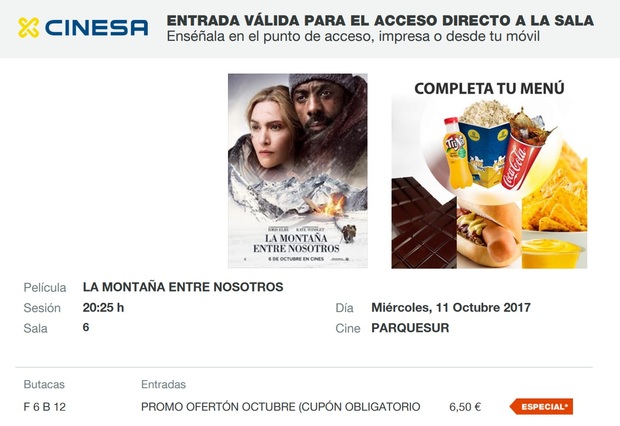La Montaña Entre Nosotros: Mi Crítica y mi Entrada [Sin Spoilers]. Nota 6/10. Entretenida y buena fotografía