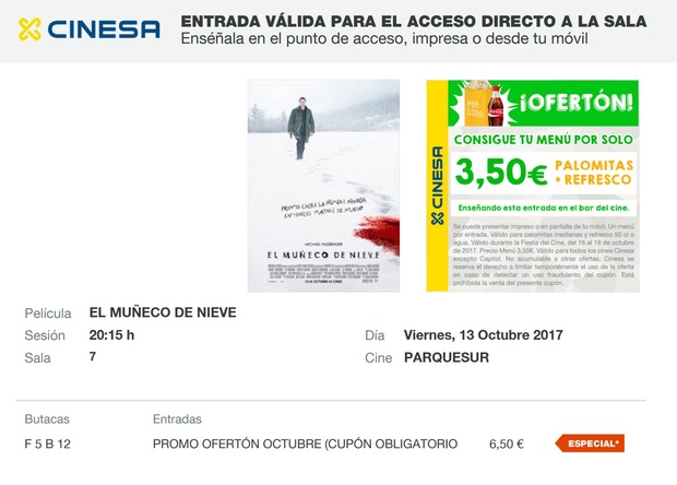 El Muñeco de Nieve: Mi Crítica y mi Entrada [Sin Spoilers]. Nota 0.5/10. El Truñaco de Nieve