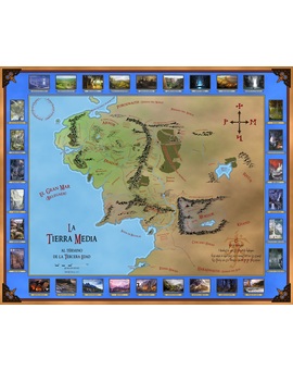 Mapa a color e ilustrado de la Tierra Media en alta resolución y en Español