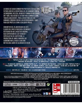 Terminator 2 Divisa Contraportada (Según indica solo nueva restauración en versión cinematográfica)