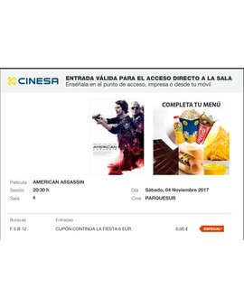 American Assassin: Mi Crítica y mi Entrada. [Sin Spoilers]. Nota 4/10. Cumple pero demasiado olvidable.