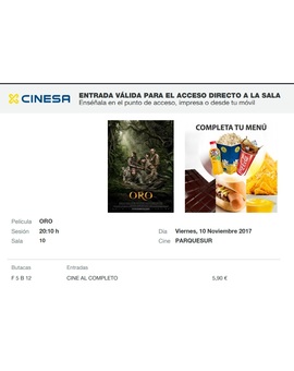 Oro: Mi Crítica y mi Entrada. [Sin Spoilers]. Nota 5/10. Una fotografía maravillosa, pero nada mas.