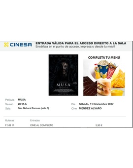 Musa: Mi Crítica y mi Entrada [Sin Spoilers]. Nota 5.5/10. Una primera hora genial, una segunda hora desastrosa