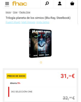 Trilogia El Planeta Simios: Incluirá en el 3x2 de Fnac (Sólo online)