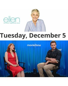 Los actores Bryce Dallas Howard y Chris pratt han sido invitados a @TheEllenShow el martes 5 de diciembre. Posiblemente para presentar el trailer de Jurassic World Fallen Kingdom