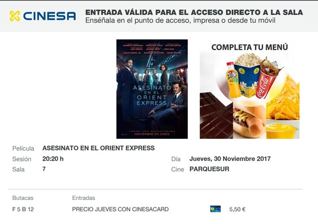 Asesinato en el Orient Express: Mi Crítica y mi Entrada. [Sin Spoilers]. Nota 6.5/10. Interesante Poirot