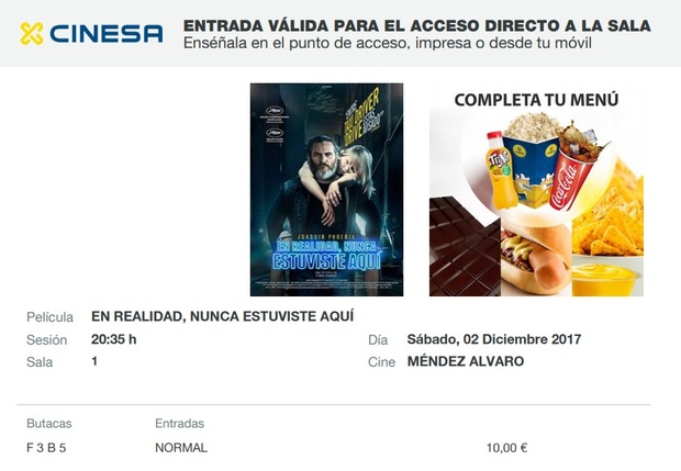 En Realidad Nunca Estuviste Aquí: Mi Crítica y mi Entrada. [Sin Spoilers]. Nota 9.5/10. Uno de los ejercicios cinematográficos mas valientes, diferentes y originales de todo el año.