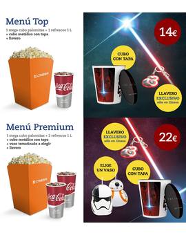 Merchandising de Star Wars en Cinesa con los menús