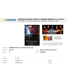Terminator 2 El Juicio Final 3D. Mi Crítica y mi Entrada [Con Spoilers]. Nota 10/10. Impresionante, Memorable e Impagable. Obra maestra absoluta