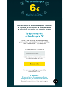 Entradas a 6 euros en Cinesa hasta el 10-12-2017
