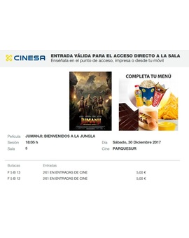 Jumanji Bienvenidos a la Jungla: Mi Crítica y mi Entrada. [Sin Spoilers]. Nota 8/10. Divertidisima de principio a fin y respetando a la original y resultando innovadora al mismo tiempo