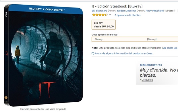 Y el mismo día de la salida a la venta oficial de IT ya la podemos encontrar en Steelbook a 50 eurazos en Amazon y Fnac