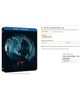 Y el mismo día de la salida a la venta oficial de IT ya la podemos encontrar en Steelbook a 50 eurazos en Amazon y Fnac