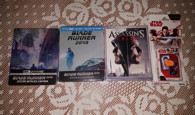 Blade Runner 2049 Steelbook 4K + Blade Runner 2049 Steelbook 3D + Assassin's Creed 3D Slipcover + Cartas Star Wars: Mi Compra 30-01-2018