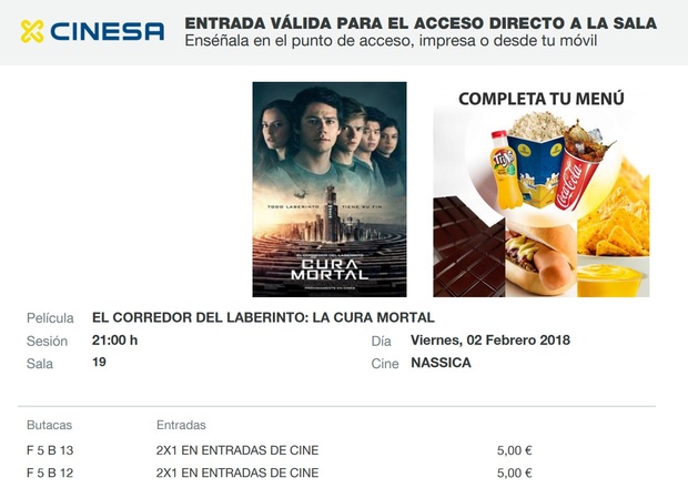 El Corredor del Laberinto La Cura Mortal: Mi Entrada. ¿Que nota le dais a esta película?