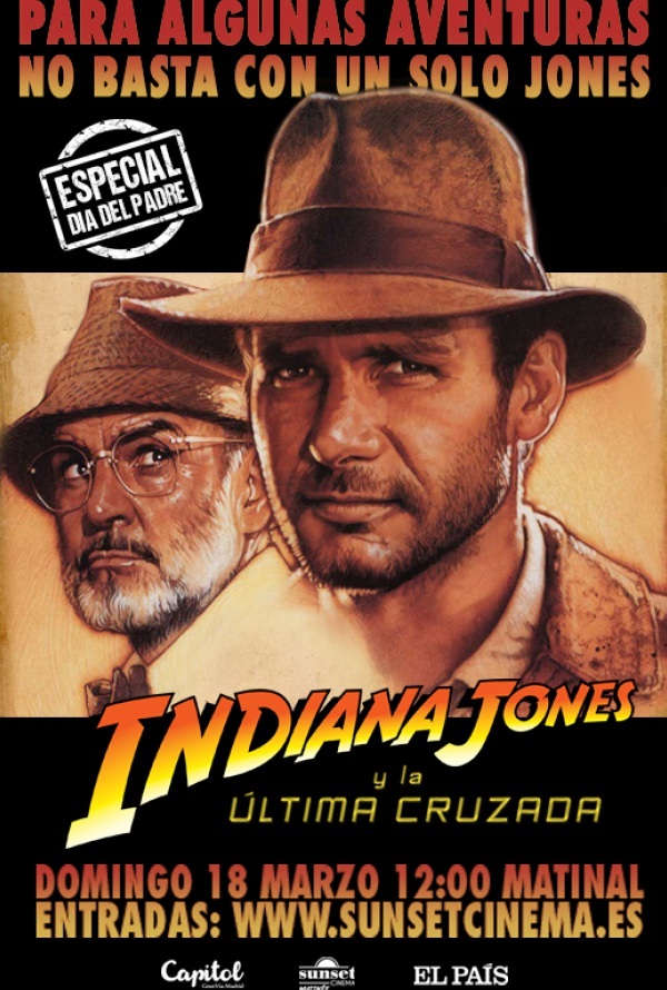 El domingo 18 de marzo, a las 12:00 en cine Capitol. Indiana jones y La última cruzada