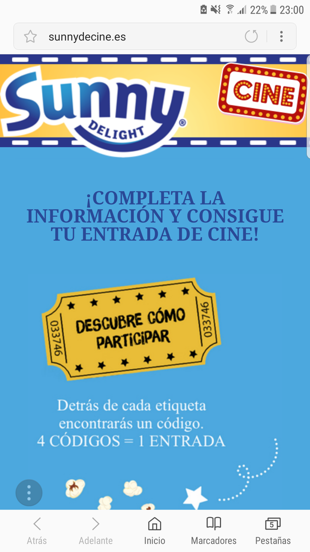 Entradas de cine  gratis con Sunny Delight