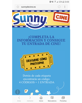 Entradas de cine  gratis con Sunny Delight