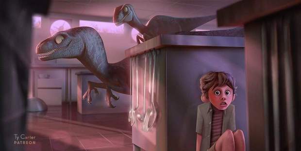 Ilustración de  Jurassic Park por Ty Carter 