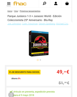 Jurassic Park colección 25 aniversario caja con música y postales. Ya disponible reserva en Fnac