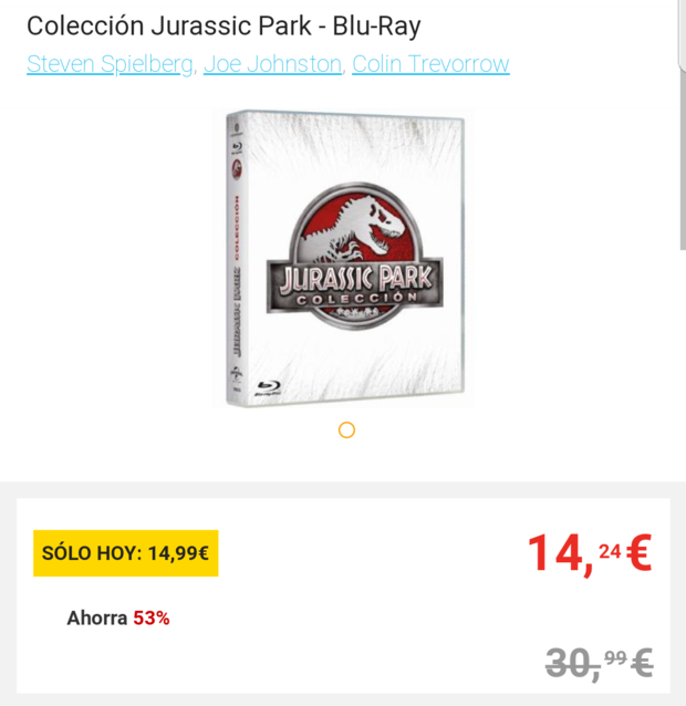 Jurassic Park colección por 14.24 euros en Fnac. Sólo hoy 18-04-2018