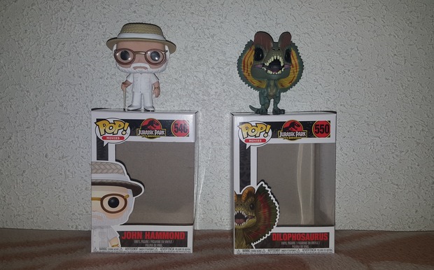Jhon Hammond Funko + Dilophosaurus Funko. Jurassic Park: Mi Compra 22-04-2018
