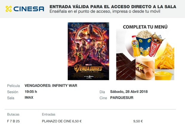 Vengadores: Infinity War: Mi Crítica y mi Entrada. [Sin Spoilers]. Nota 7/10. Puro espectáculo visual con una resolución muy tramposa