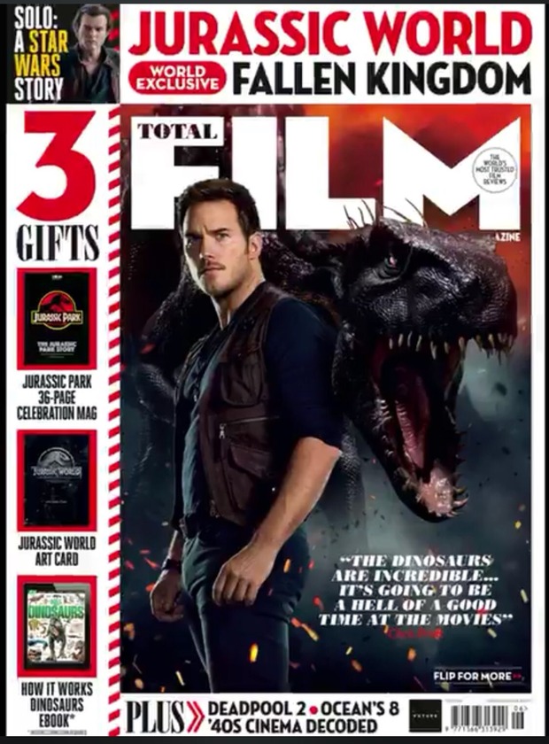 Portada de la revista  @totalfilm con Jurassic World El Reino Caido como protagonista