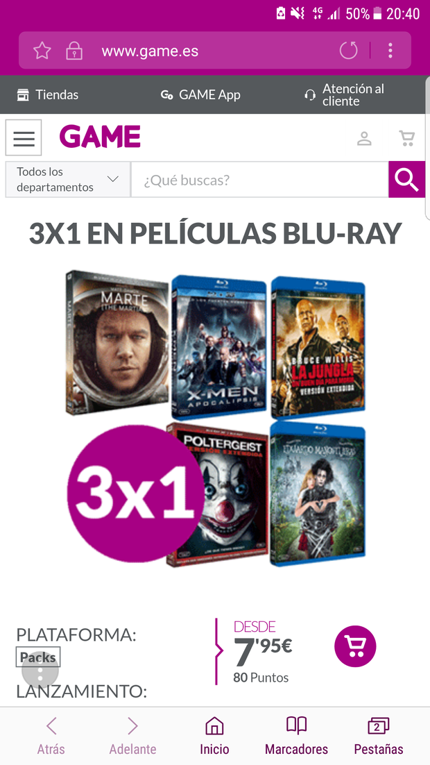 3X1 en películas en Game