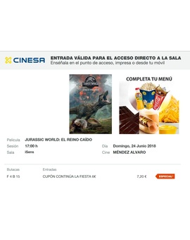 Mi Entrada del Quinto Visionado en cines de Jurassic World El Reino Caído + 'Jurassic World El Reino Caído' arrasa llevándose 150 millones de dólares en su estreno en Estados Unidos y Canadá 