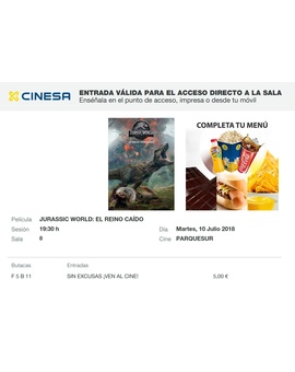 MI entrada del Octavo visionado en cines de Jurassic World El Reino Caído + Interesante artículo con fotos y vídeos de como se hicieron los efectos especiales de Jurassic World El Reino Caído