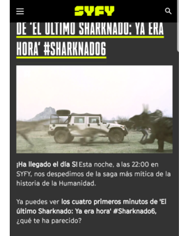Sharknado 6 El Último Sharknado: Adelanto de los 4 primeros minutos y esta noche la peli en Syfy