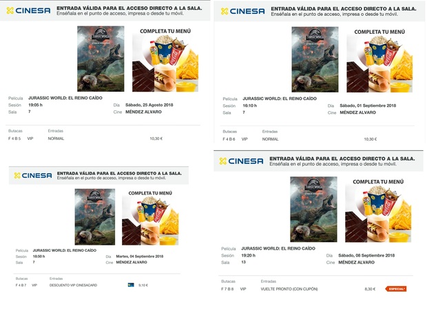 Jurassic World El Reino Caido: Mi Entrada del Decimoctavo visionado en cines