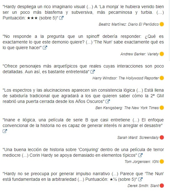 La Monja: Primeras críticas muy tibias