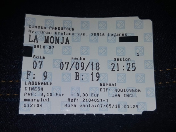 La Monja: Mi Crítica y mi Entrada [Sin Spoilers]. Nota 5/10. Grandisima decepción