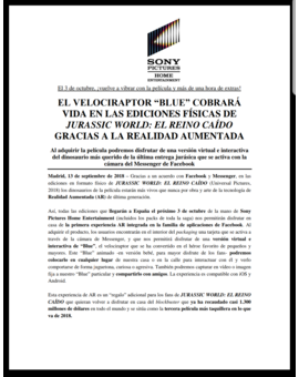 El Velociraptor "Blue" cobrará vida en las ediciones físicas de Jurassic World El Reino Caido 
