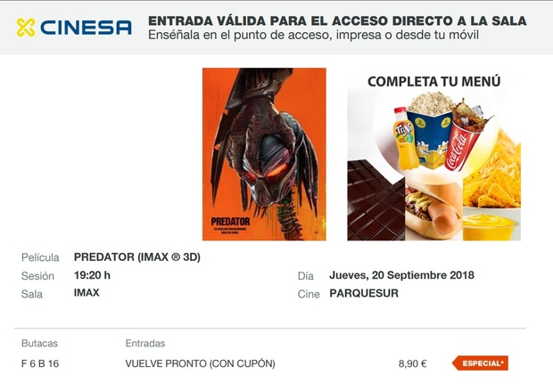 Predator: Mi Crítica y mi Entrada [pequeño Spoiler]. Nota 0,1 sobre 10. Pedazo montón de Estiércol.