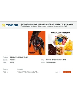 Predator: Mi Crítica y mi Entrada [pequeño Spoiler]. Nota 0,1 sobre 10. Pedazo montón de Estiércol.