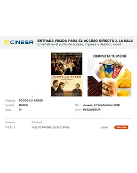 Todos lo Saben: Mi Crítica y mi Entrada. [Sin Spoilers]. Nota 8/10. Buen suspense