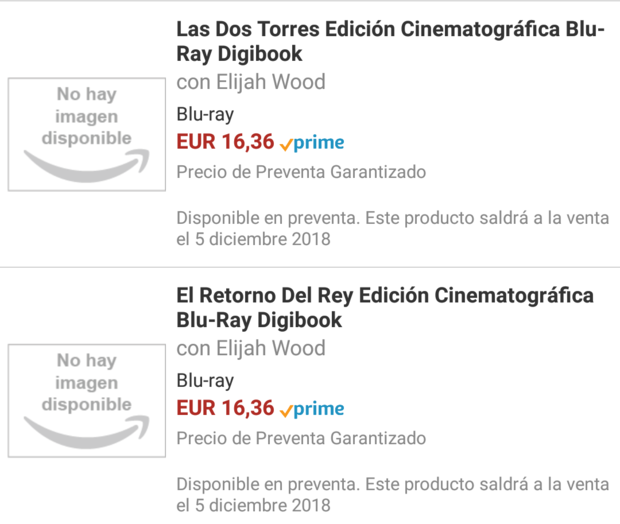 Ediciones Digibook de Las Dos Torres y El Retorno del Rey. 05-12-2018 a la venta