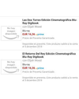 Ediciones Digibook de Las Dos Torres y El Retorno del Rey. 05-12-2018 a la venta