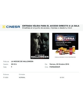 La Noche de Halloween: Mi Crítica y mi Entrada. Nota: 8/10.  Michael Myers is Back