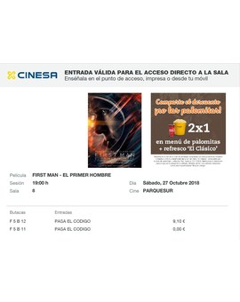 First Man El Primer Hombre: Mi Crítica y mi Entrada. Nota 7.5/10. Buena pero larga