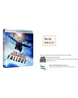 Mision Imposible Fallout Steelbook 4K por 21.57 Euros en Amazon