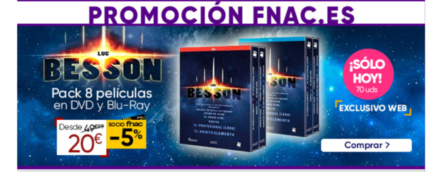 Sólo hoy en Fnac. Pack Luc Besson a 30 euros en Blu Ray