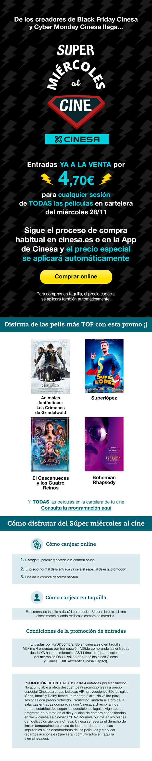 Hoy en Cinesa entradas a 4.70 euros