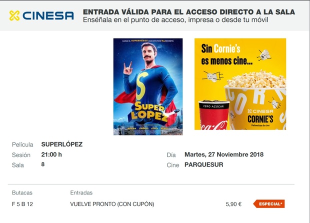 SuperLópez: Mi Crítica y mi Entrada. [Sin Spoilers]. Nota 5.5/10. Entretenida sin mas