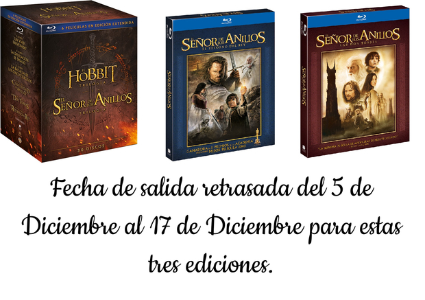 Retrasada la fecha de salida del 5 al 17 Diciembre para estas ediciones de El Señor de los Anillos.