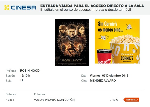 Robin Hood: Mi Crítica y mi Entrada. [Sin Spoilers]. Nota 6.5/10. Malabuena película